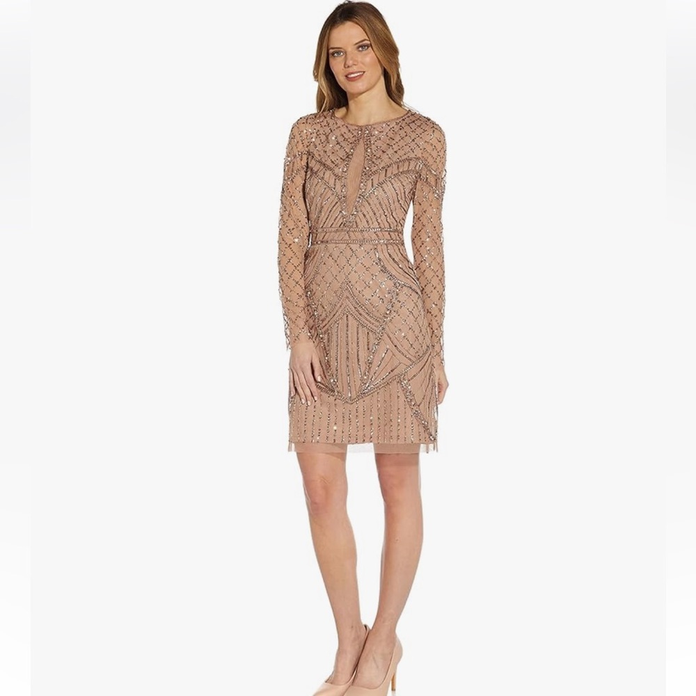 Adrianna Papell Rose Gold Sheath Dress